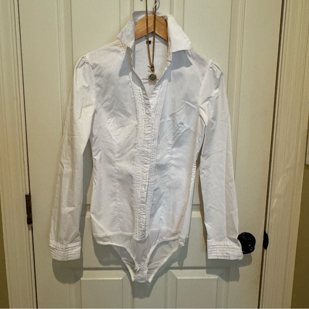 White Cotton BodySuit Blouse